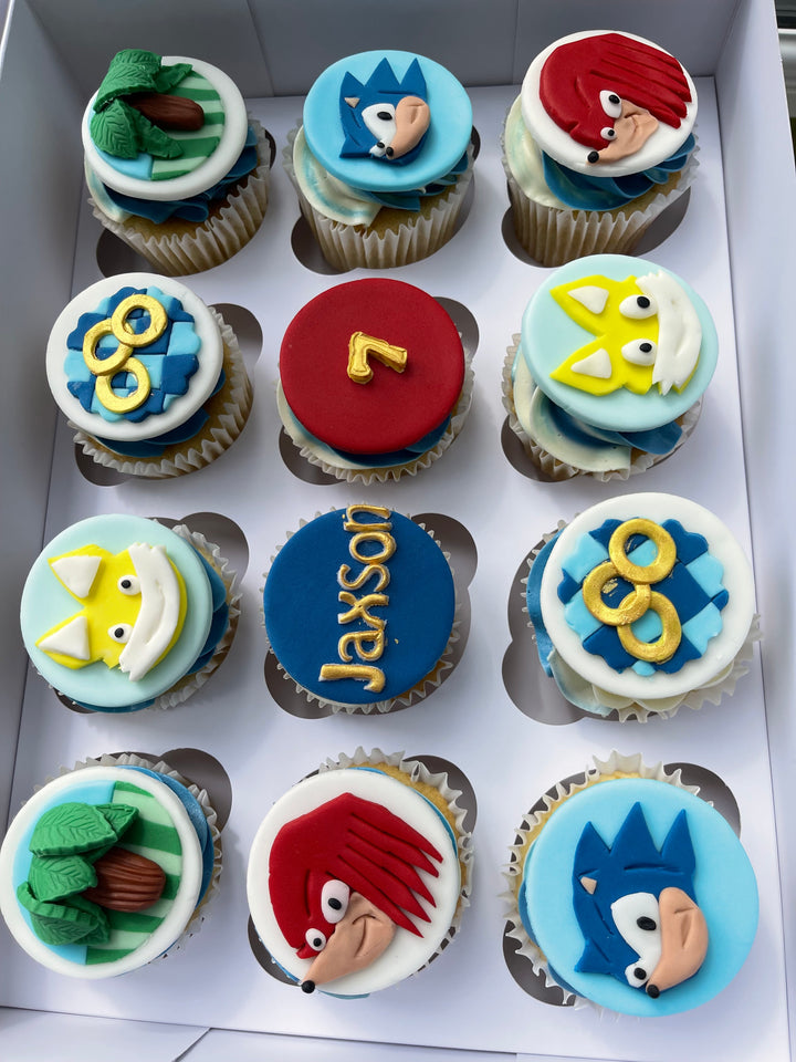 Sonic themed cupcakes