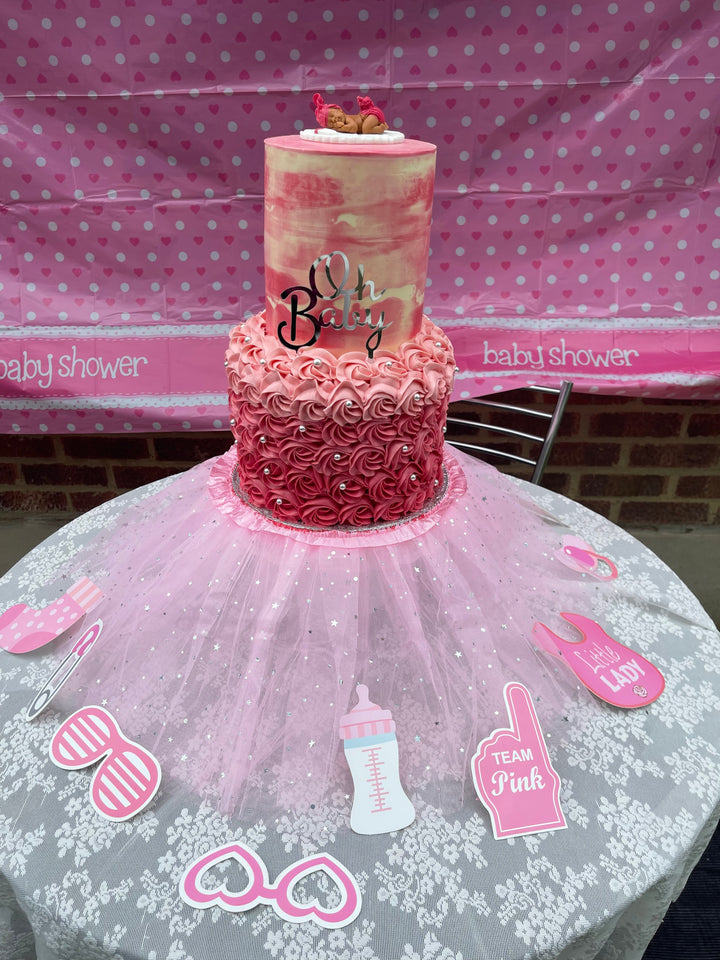 Pink “Oh Baby” Baby Shower Cake. Woking, Surrey, UK