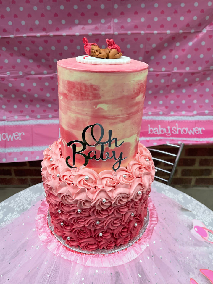 Pink “Oh Baby” Baby Shower Cake. Woking, Surrey, UK
