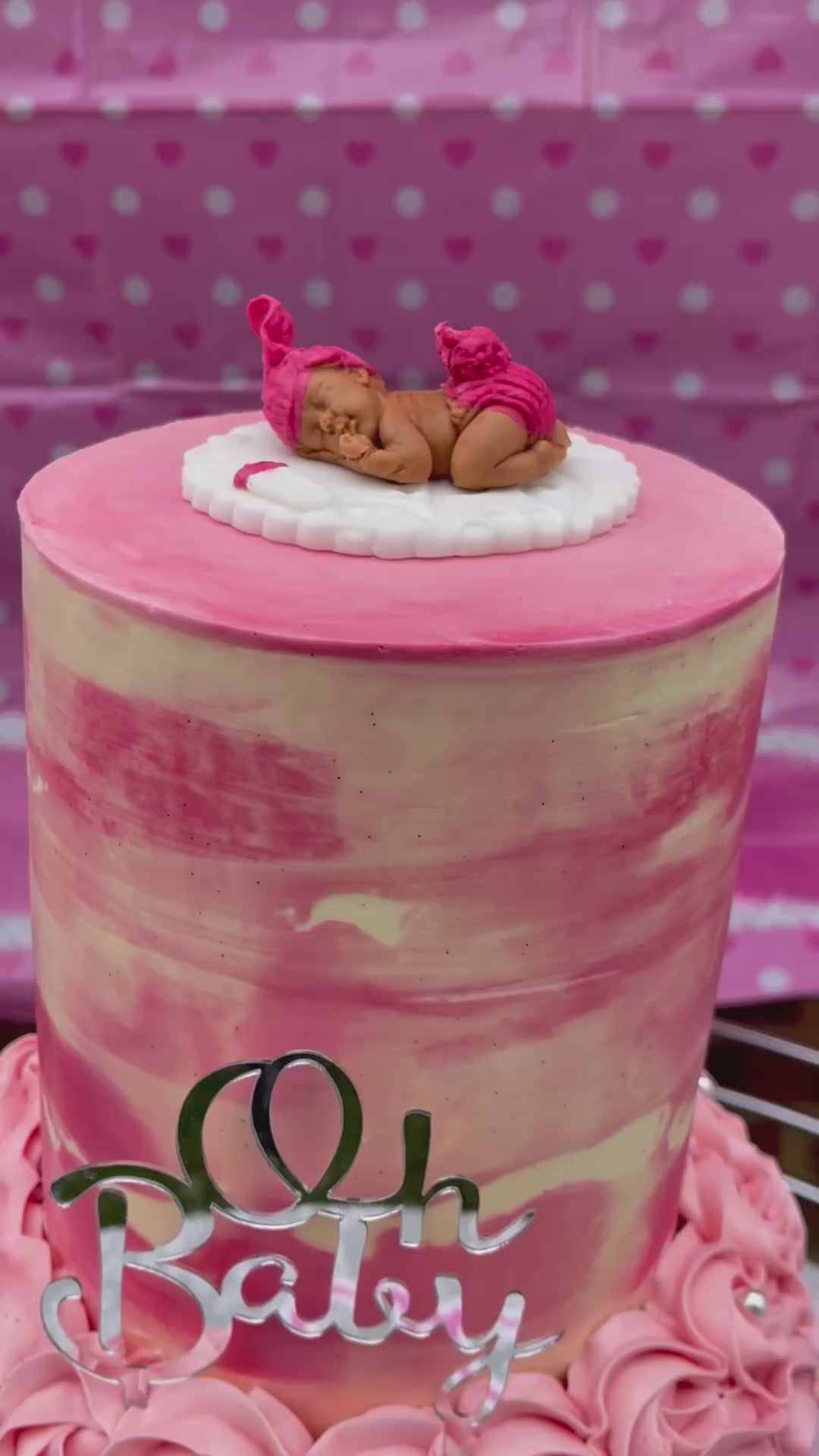 Pink “Oh Baby” Baby Shower Cake. Woking, Surrey, UK
