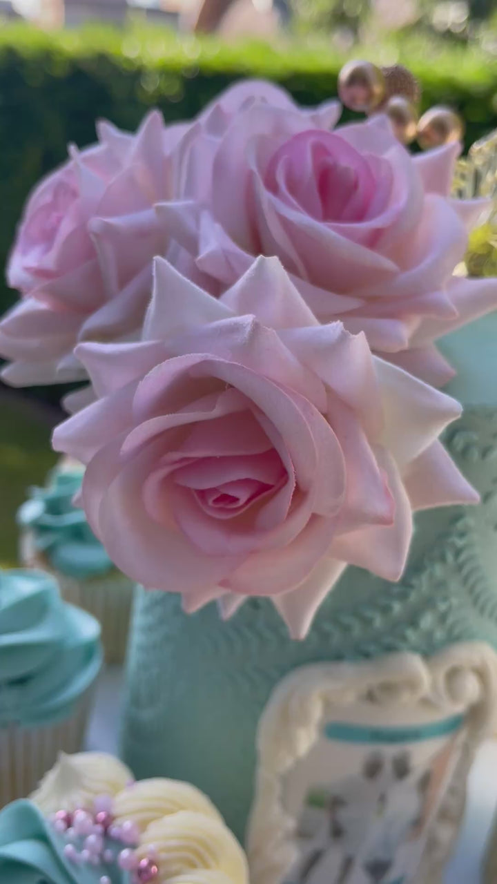 Elegant Floral Birthday Cake and Cupcakes Set